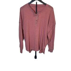 Free People Movement Women’s XS One Up Henley L/S Top Mauve Merlot boho